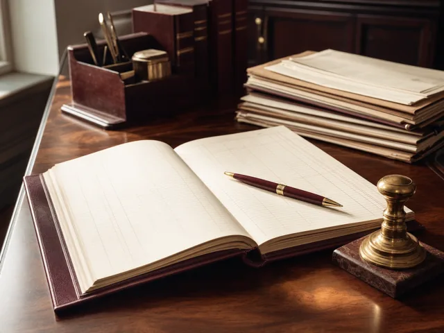 Defter, evrak ve pirinç mühür